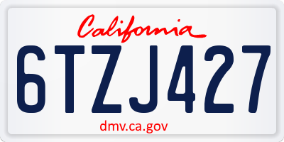 CA license plate 6TZJ427