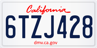 CA license plate 6TZJ428