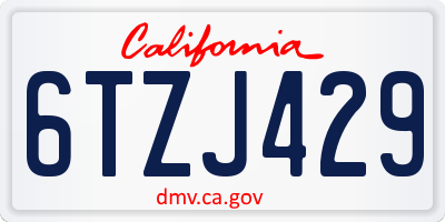 CA license plate 6TZJ429