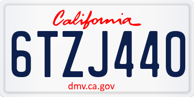 CA license plate 6TZJ440