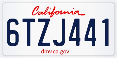 CA license plate 6TZJ441
