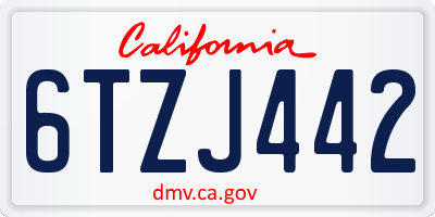 CA license plate 6TZJ442