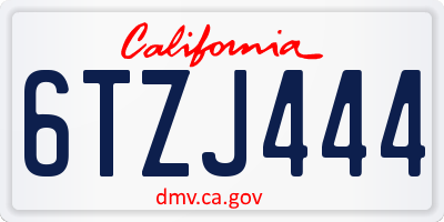 CA license plate 6TZJ444