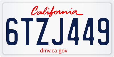 CA license plate 6TZJ449