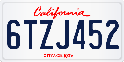 CA license plate 6TZJ452