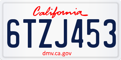 CA license plate 6TZJ453