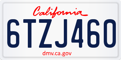 CA license plate 6TZJ460