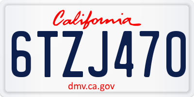 CA license plate 6TZJ470