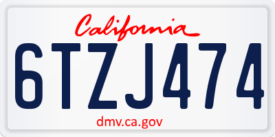 CA license plate 6TZJ474