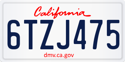 CA license plate 6TZJ475