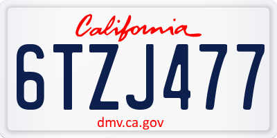 CA license plate 6TZJ477