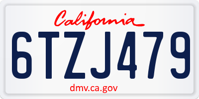 CA license plate 6TZJ479