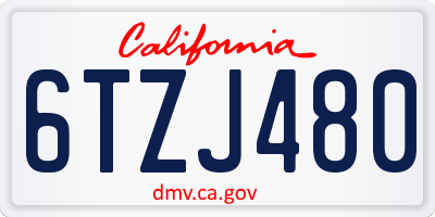 CA license plate 6TZJ480