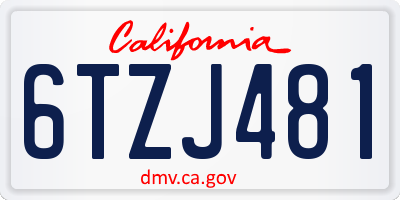 CA license plate 6TZJ481