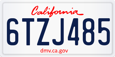 CA license plate 6TZJ485