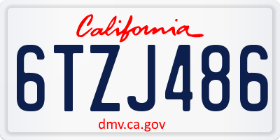CA license plate 6TZJ486
