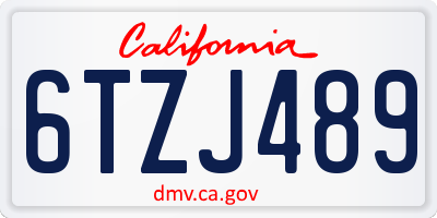 CA license plate 6TZJ489