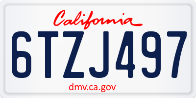 CA license plate 6TZJ497