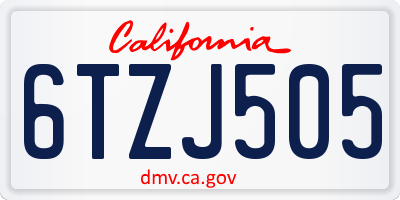 CA license plate 6TZJ505