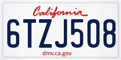 CA license plate 6TZJ508