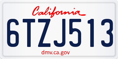 CA license plate 6TZJ513