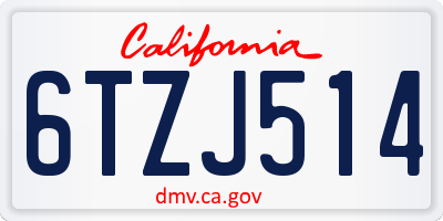 CA license plate 6TZJ514