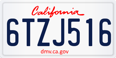 CA license plate 6TZJ516