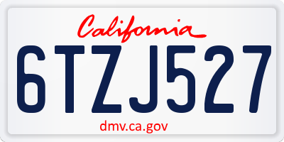 CA license plate 6TZJ527