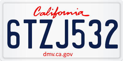 CA license plate 6TZJ532