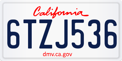 CA license plate 6TZJ536