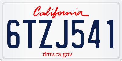CA license plate 6TZJ541