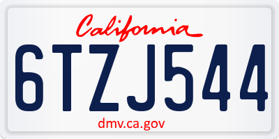 CA license plate 6TZJ544