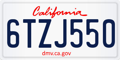 CA license plate 6TZJ550