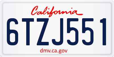 CA license plate 6TZJ551