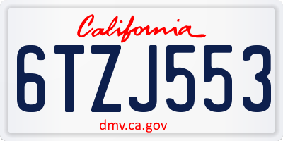 CA license plate 6TZJ553
