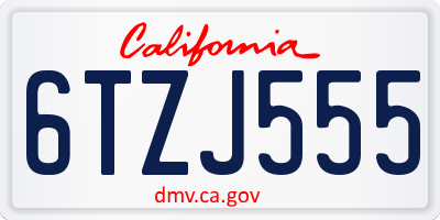 CA license plate 6TZJ555