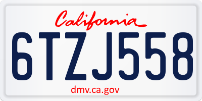 CA license plate 6TZJ558