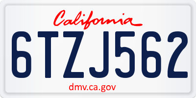 CA license plate 6TZJ562