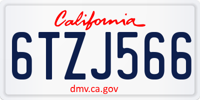 CA license plate 6TZJ566