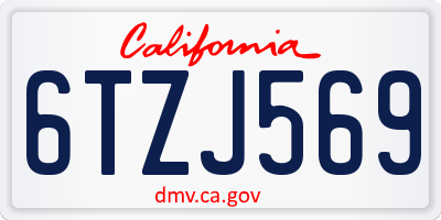 CA license plate 6TZJ569