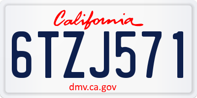 CA license plate 6TZJ571