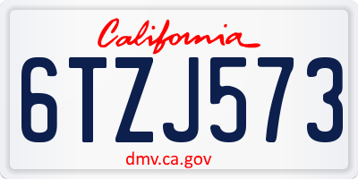 CA license plate 6TZJ573