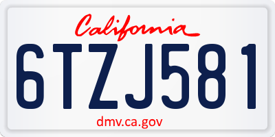 CA license plate 6TZJ581