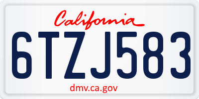 CA license plate 6TZJ583