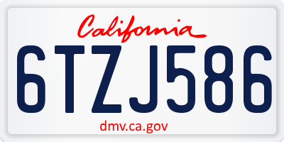CA license plate 6TZJ586