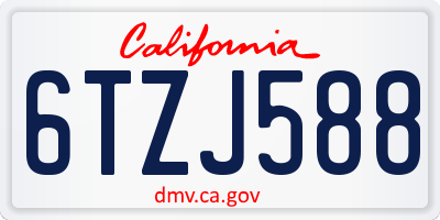 CA license plate 6TZJ588