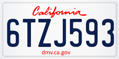 CA license plate 6TZJ593