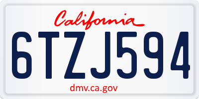 CA license plate 6TZJ594
