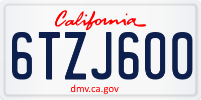 CA license plate 6TZJ600