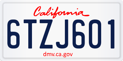 CA license plate 6TZJ601